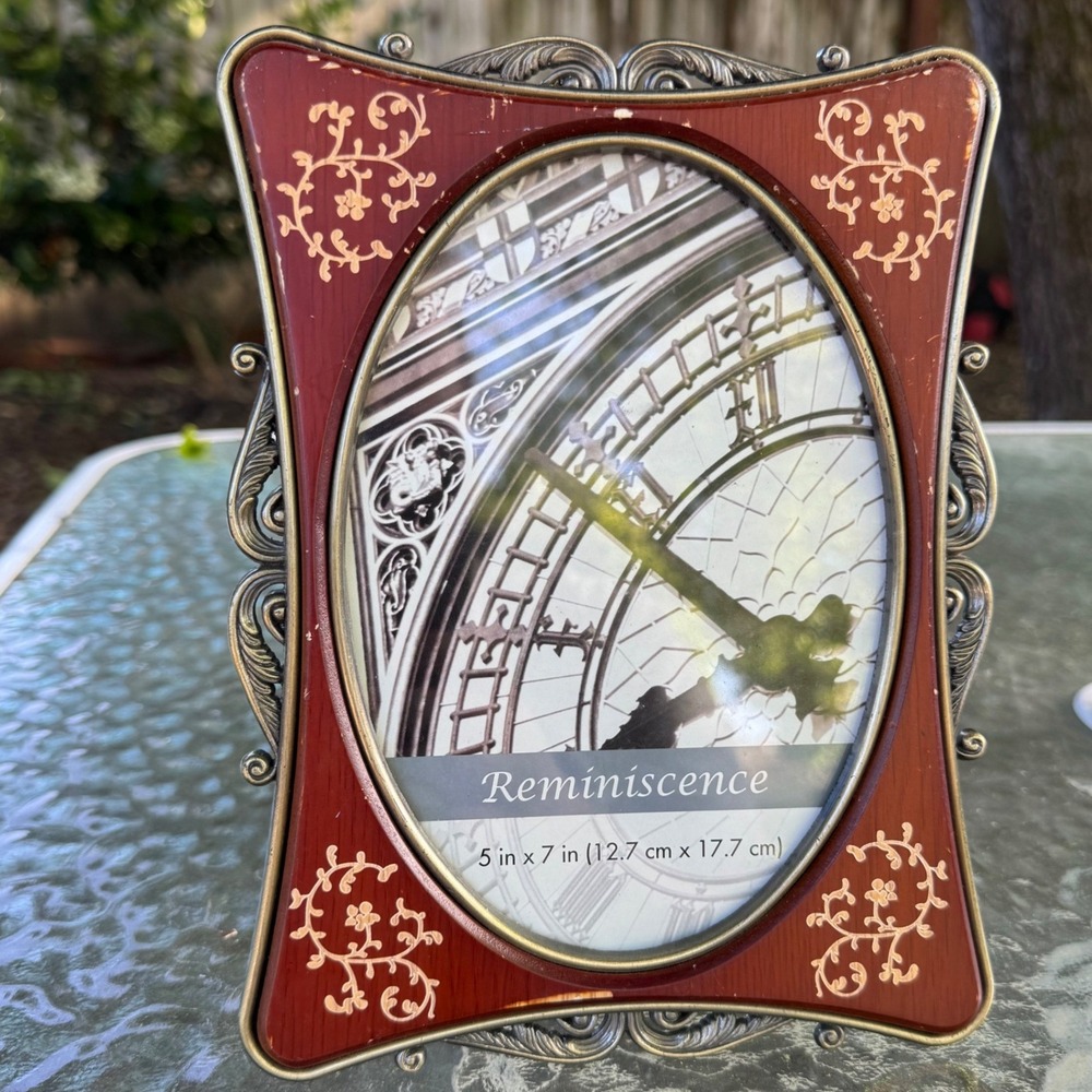 Michaels Reminiscence 5x7 Picture Frame Burgundy Gold Floral Filigree Vintage
